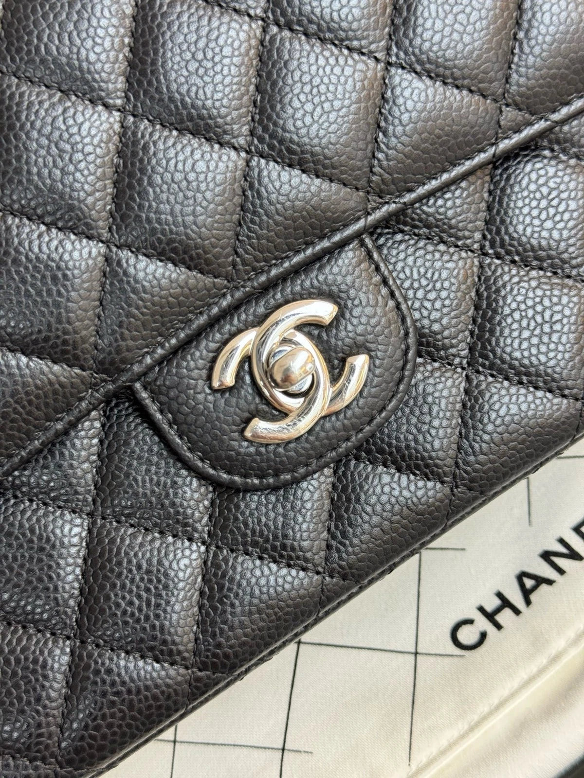 CHANEL CF Medium Black Silver Shoulder Bag for Women