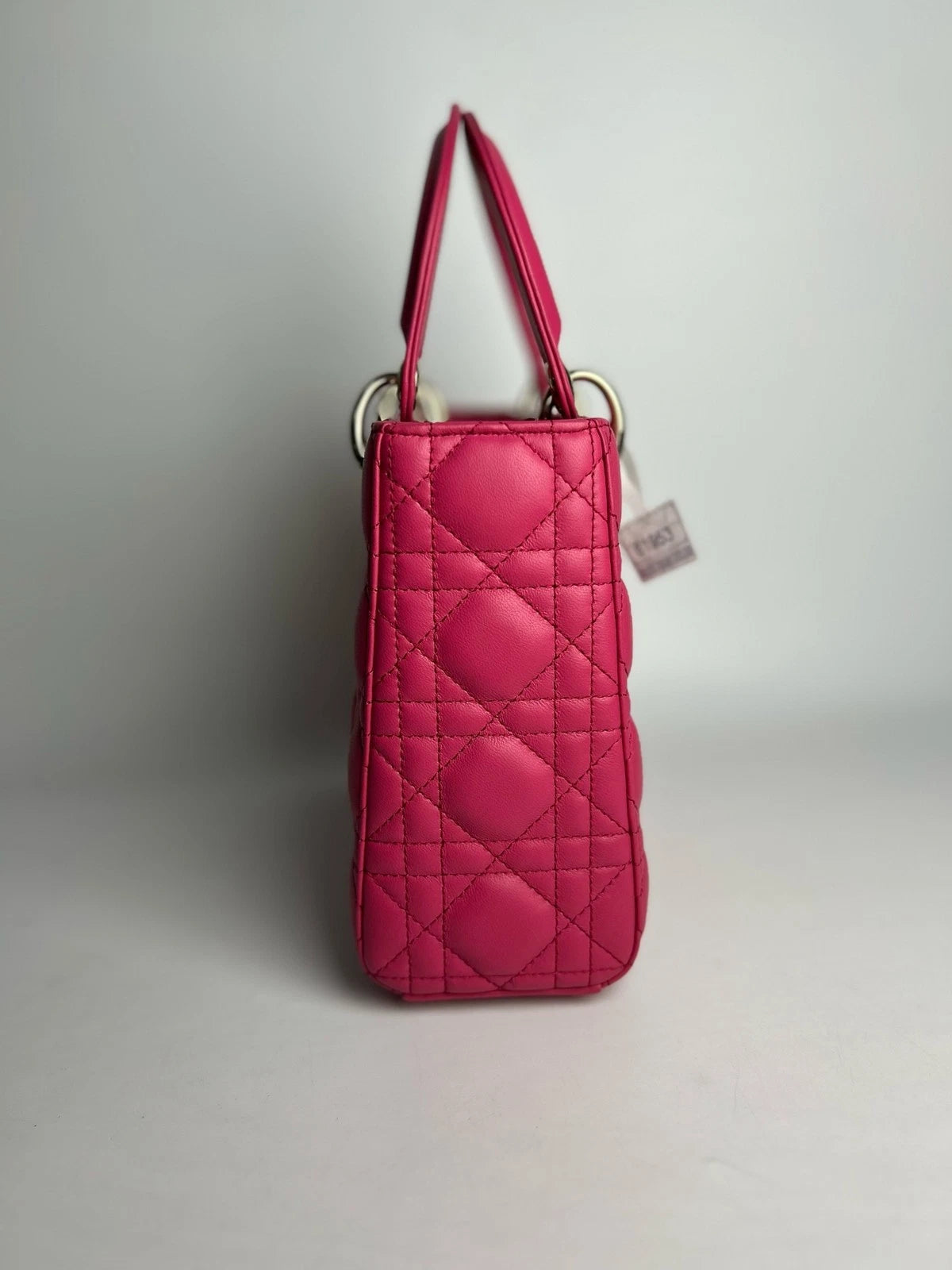 Authentic Dior Pink Lady Dior 4-Grid Top Handle Bag For Women