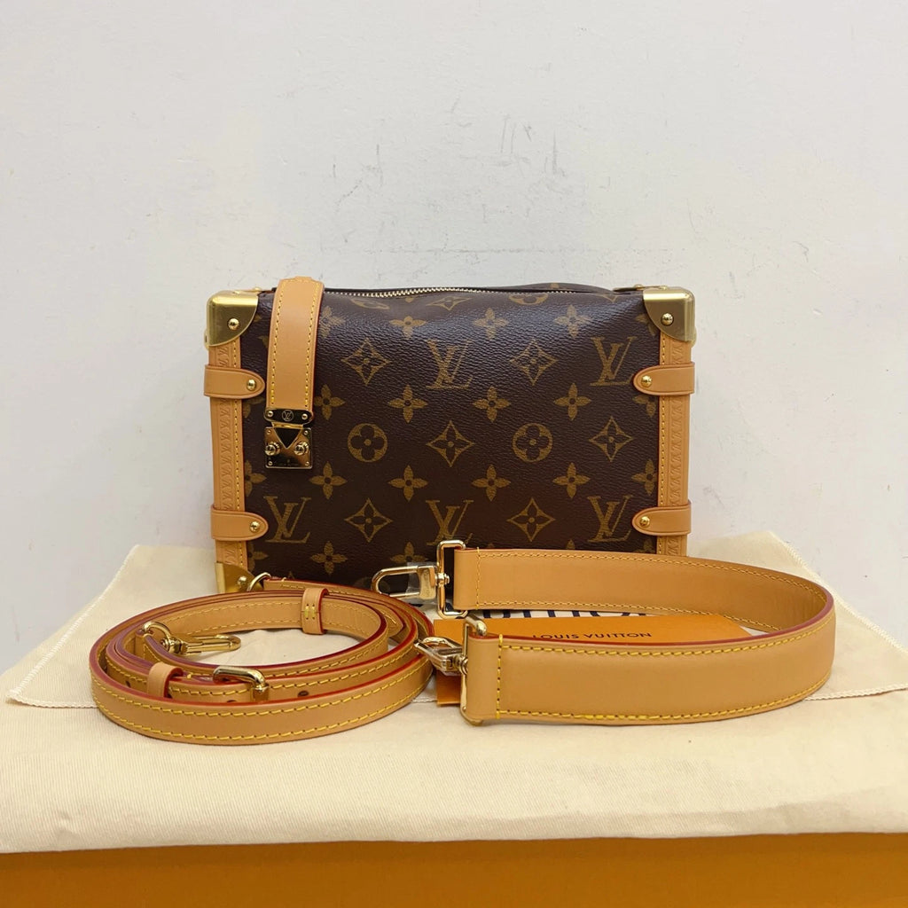Louis Vuitton Side Trunk MM Monogram Top Handle Shoulder Bag Brown Gold