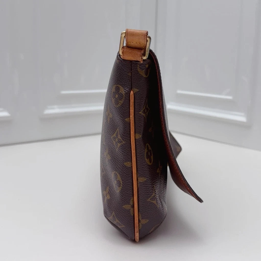 Louis Vuitton Musette Tango Monogram Shoulder Crossbody Brown Gold Women Vintage