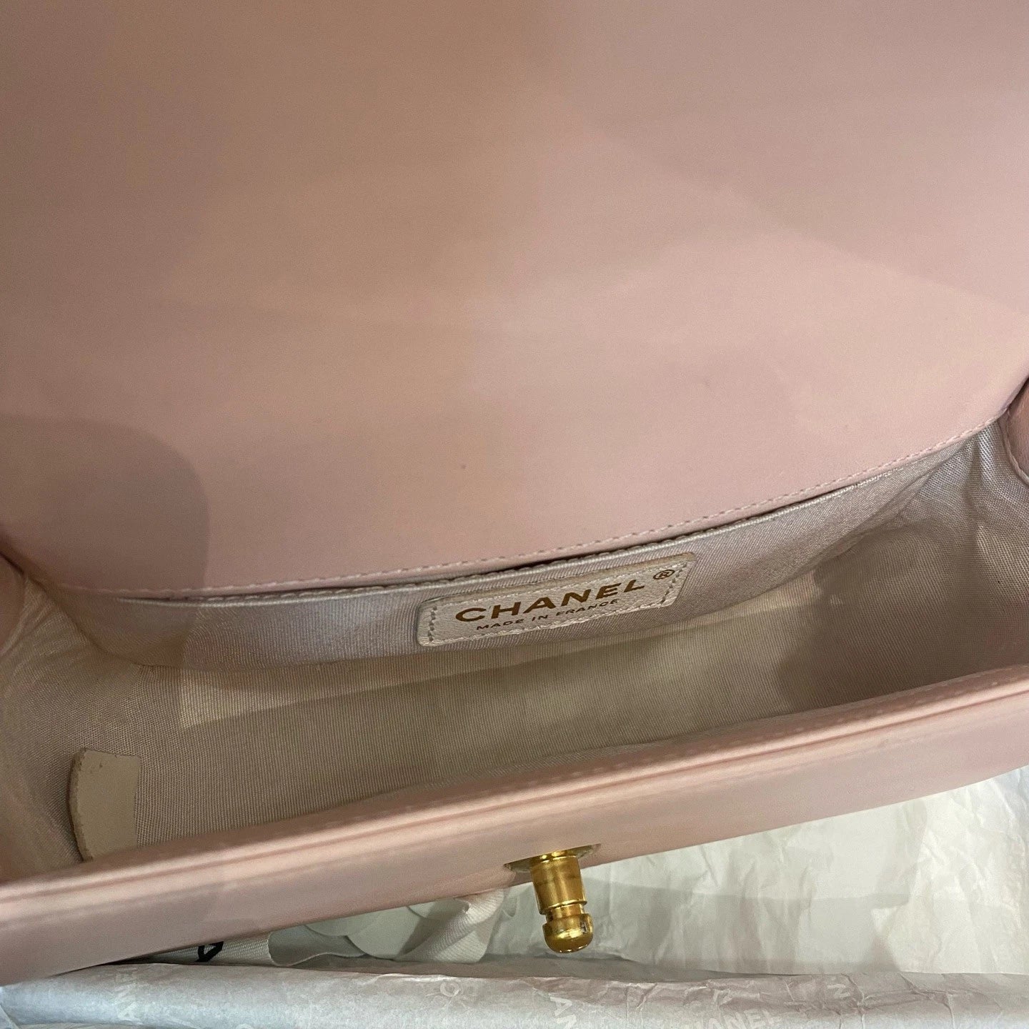 Chanel Leboy Chain Shoulder Crossbody Pink Gold Women Classic Fashion