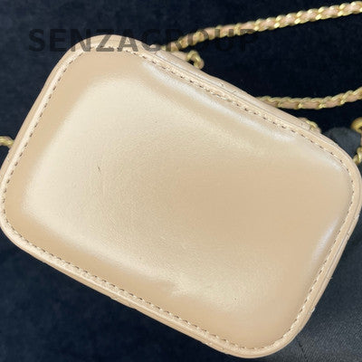 Chanel Pink Quilted Double Gold Pearl Mini Box Chain Crossbody Bag