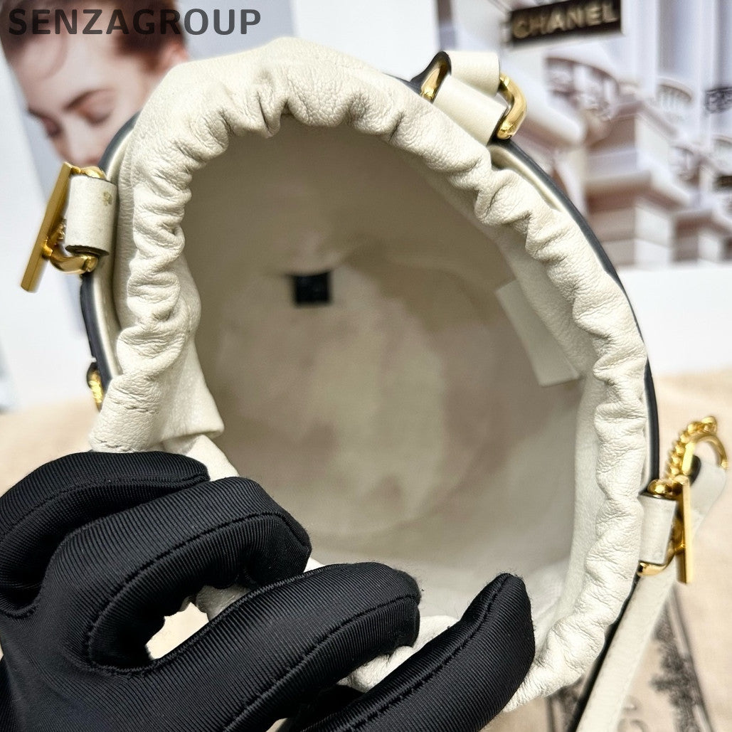 Gucci 1955 Horsebit Bucket Bag Small White Brown Women's Classic