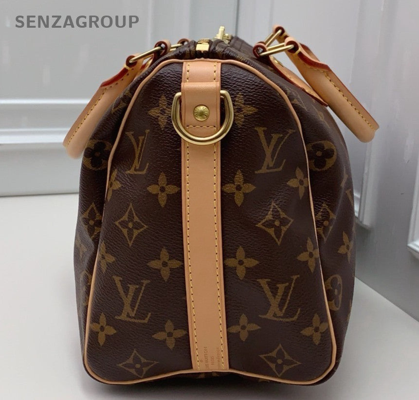 Louis Vuitton Speedy25 Monogram Top Handle Bag Crossbody Women Brown Gold