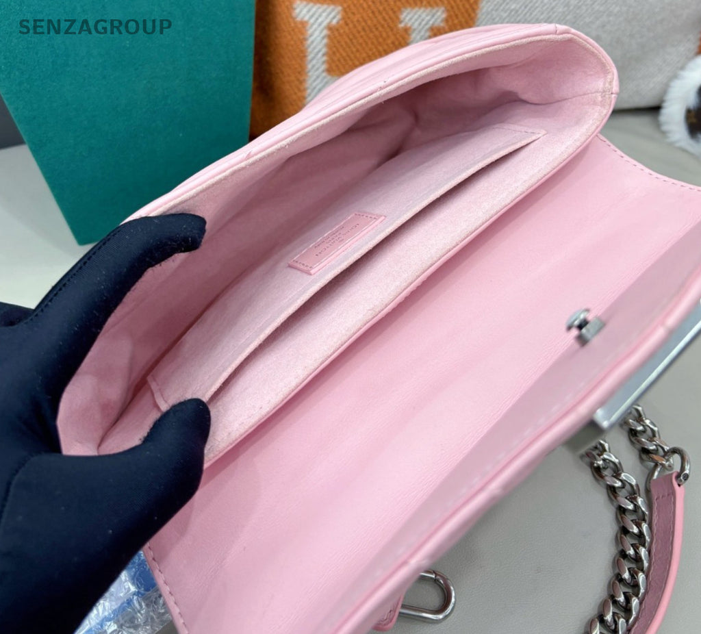 Louis Vuitton New Wave MM Chain Shoulder Bag Pink Silver Used Women Classic