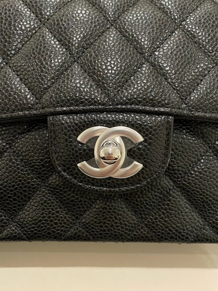 CHANEL Classic Flap Small Black Silver Shoulder Bag For Women