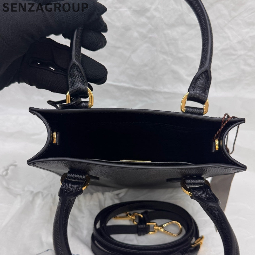 Prada Black Gold Mini Tote Handbag Shoulder Crossbody Bag Classic Women