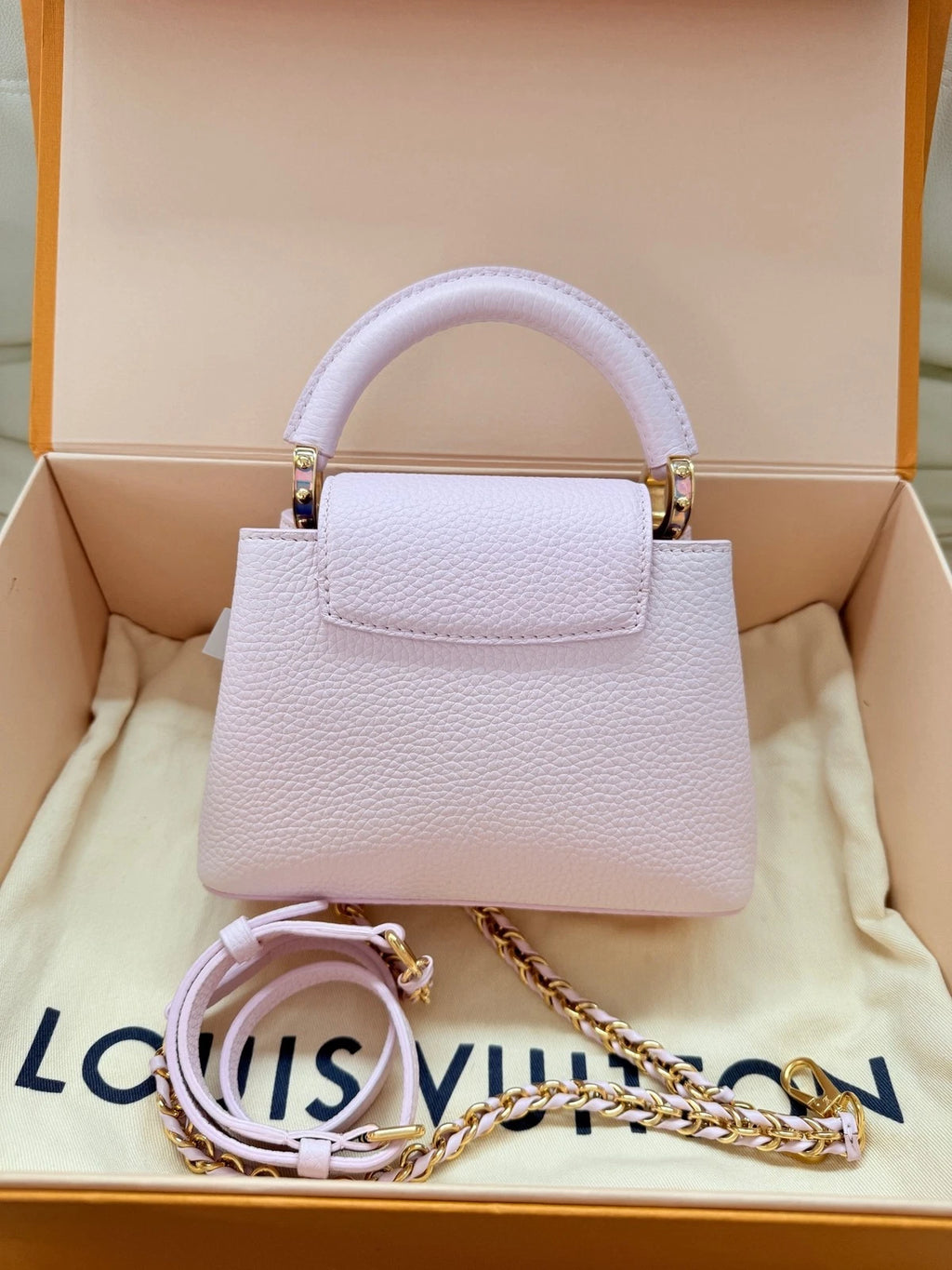 Louis Vuitton Pink Capucines Mini Calfskin Handbag For Women
