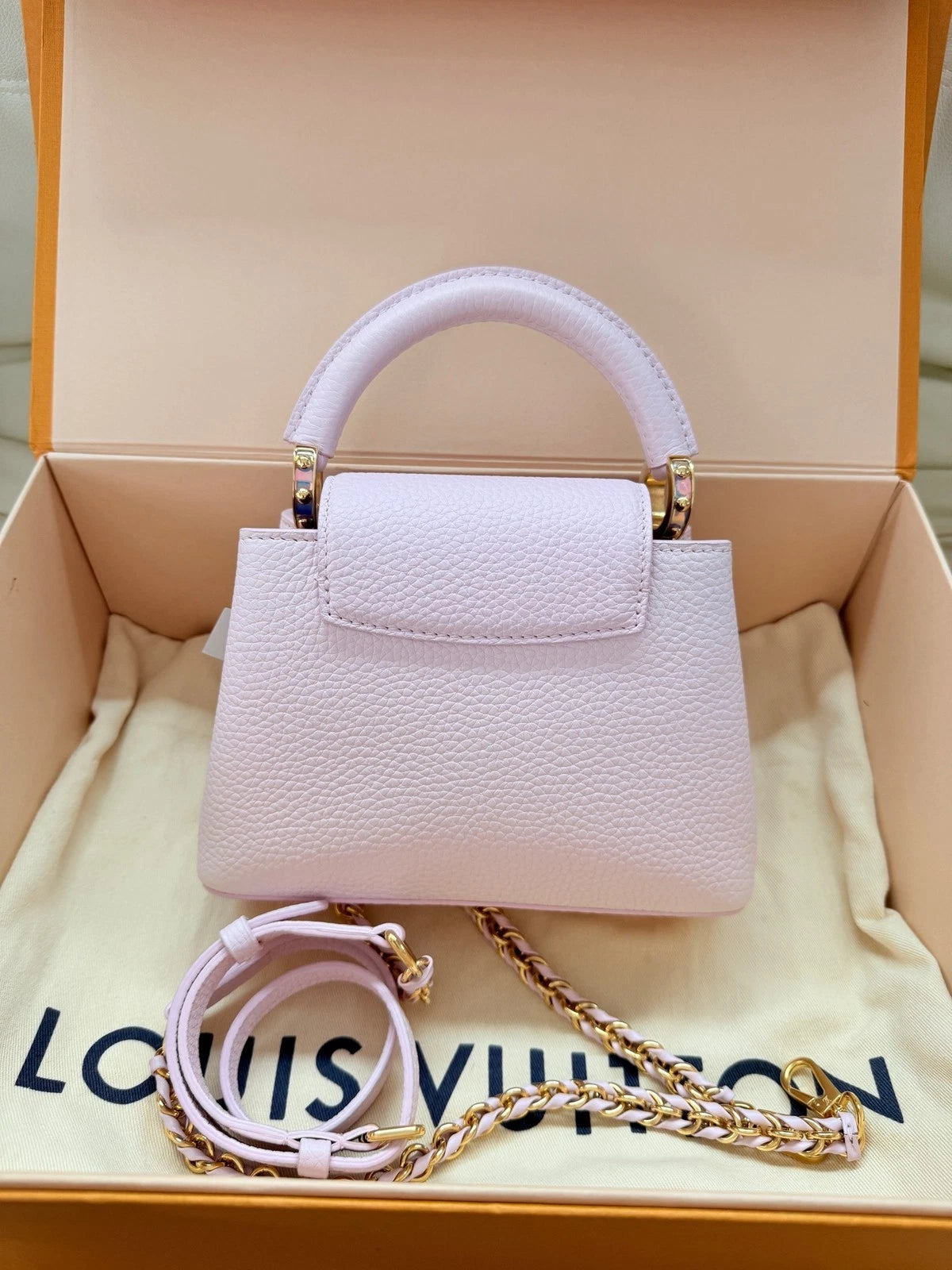 Louis Vuitton Pink Capucines Mini Calfskin Handbag For Women