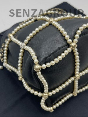 Chanel Pearl Bucket Chain Shoulder Crossbody Bag Black Women Classic Fashion