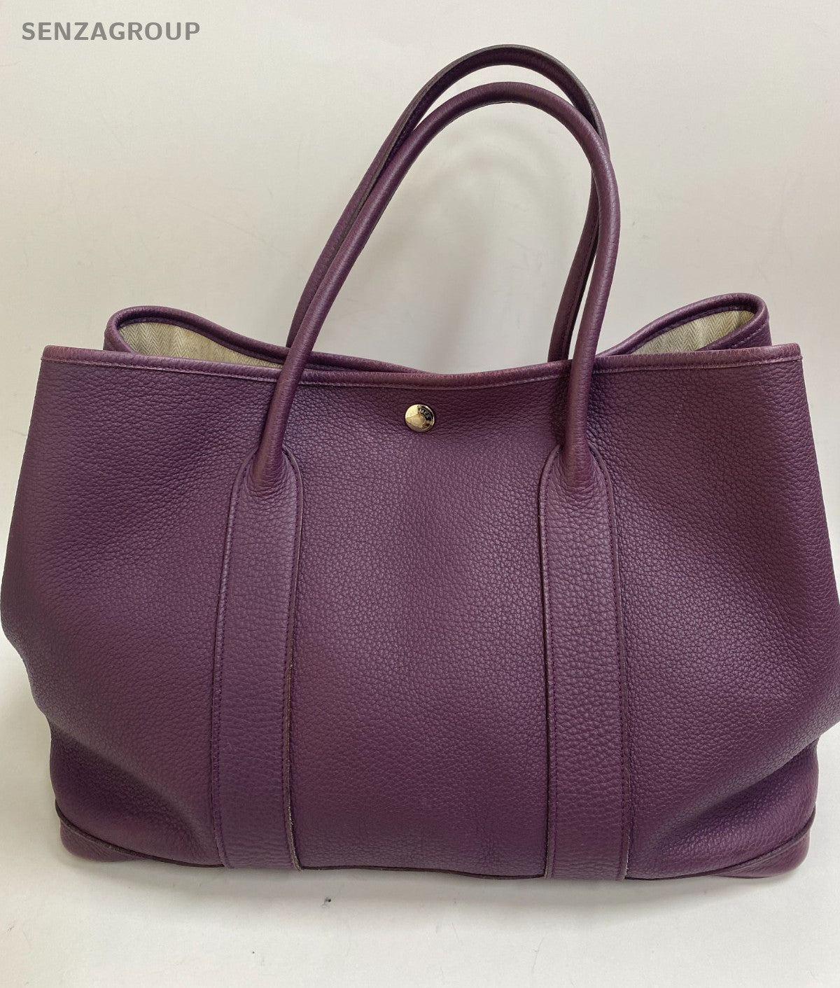 Hermes Garden Party36 Top Handle Bag Purple Silver Used Women Classic Fashion