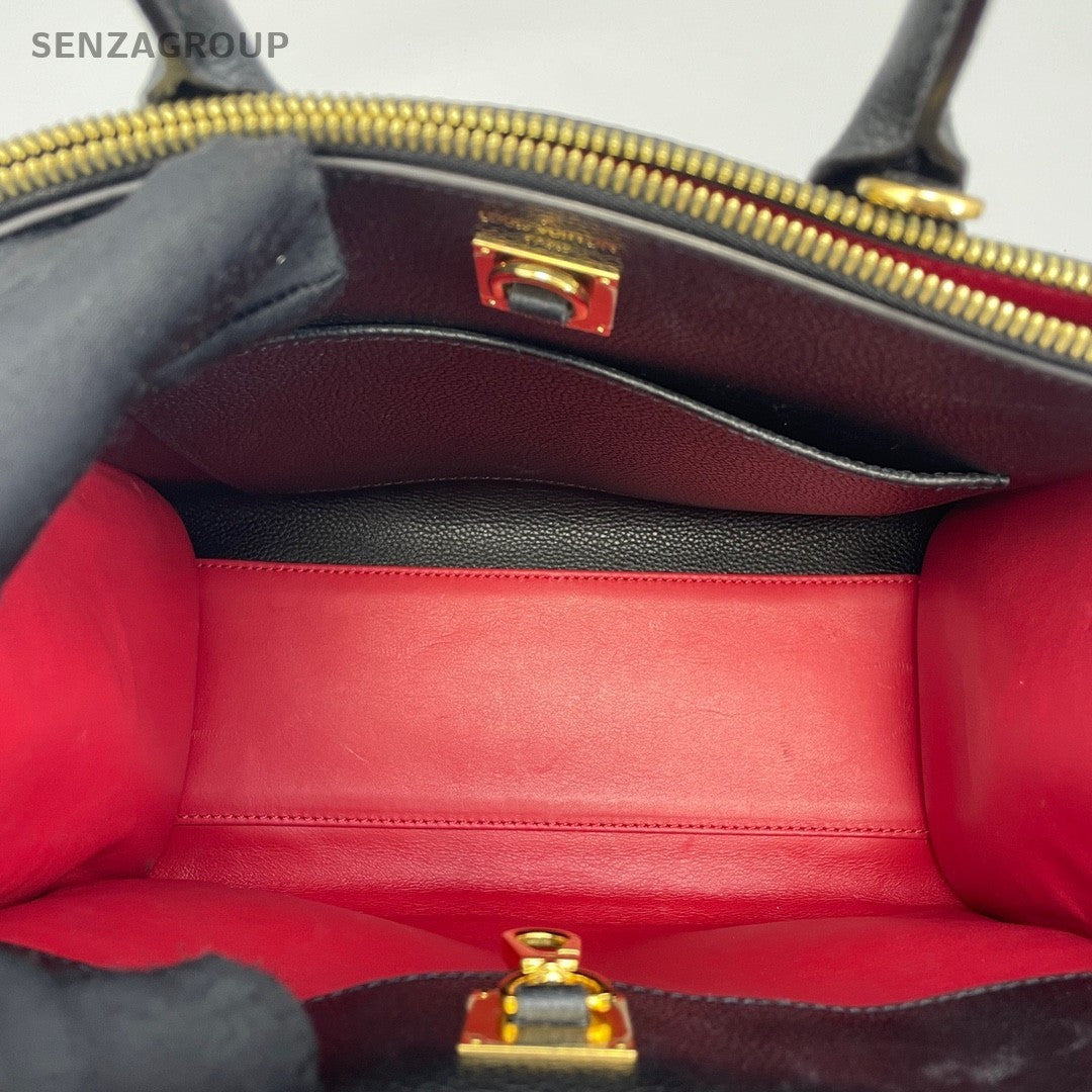 Louis Vuitton City PM Calfskin Top Handle Black Red 2way Handbag Women