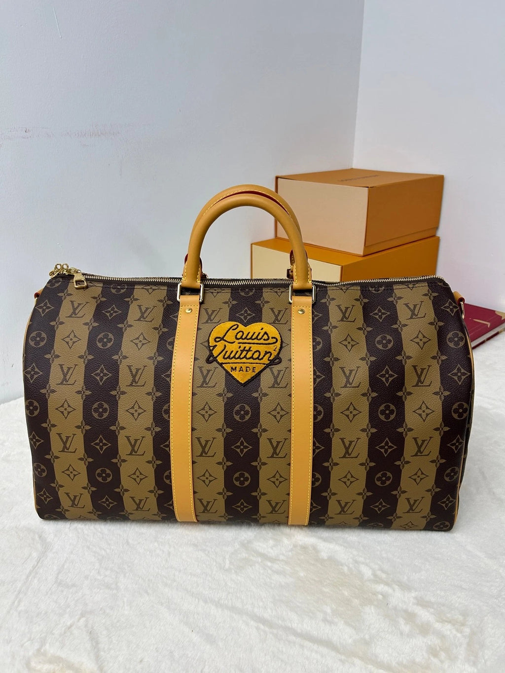 Louis Vuitton x Nigo Keepall50 Canvas Travel Handbag Crossbody For Women