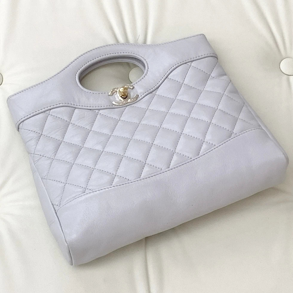Chanel 31Bag Mini Lambskin Top Handle Shoulder Crossbody Bag Gray Women S