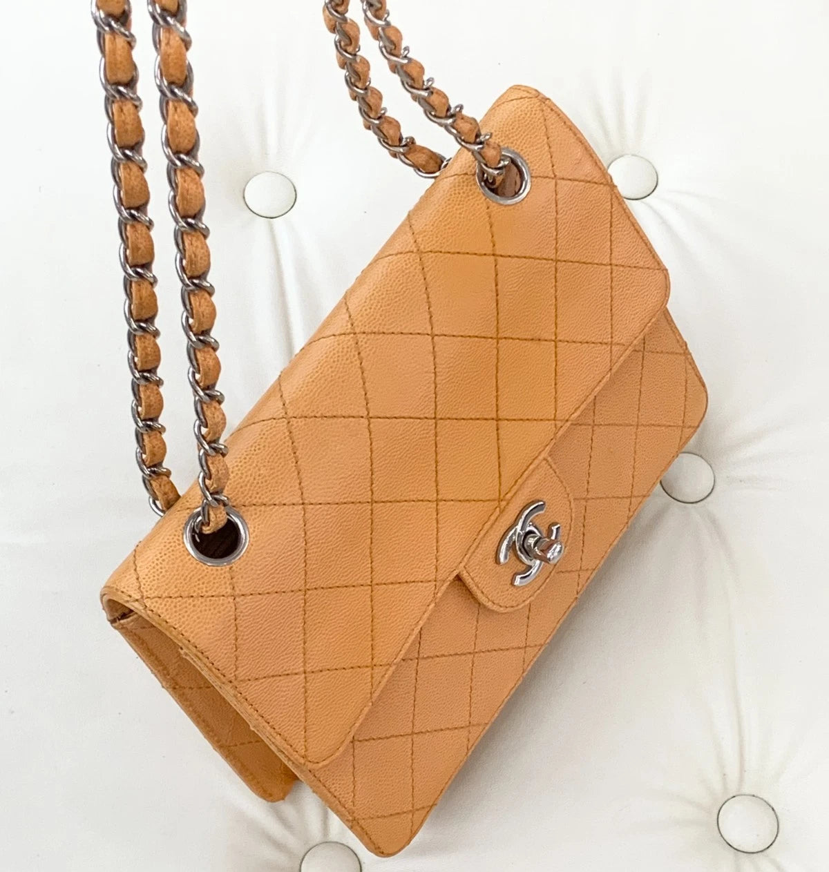 Chanel Classic Flap Calfskin Chian Shoulder Bag Women S