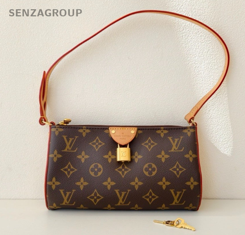 Louis Vuitton Monogram Canvas 2Way Handbag Shoulder Bag Brown Gold Women Classic
