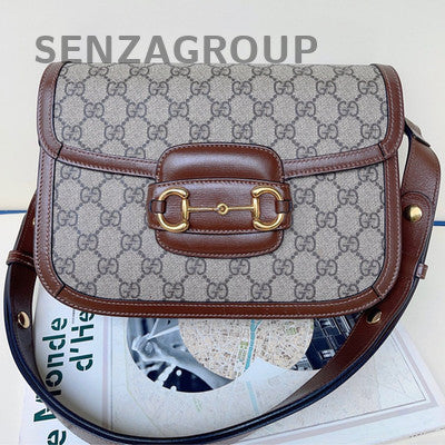 Gucci 1955 Horsebit Medium Brown Gold Buckle Shoulder Bag Classic Women