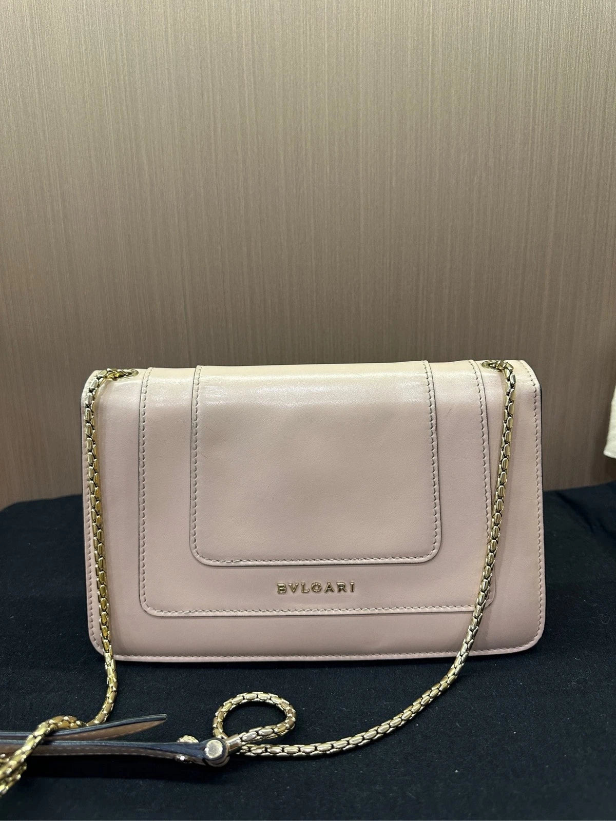 Bvlgari Beige Serpenti Accordion Shoulder Crossbody Bag For Women