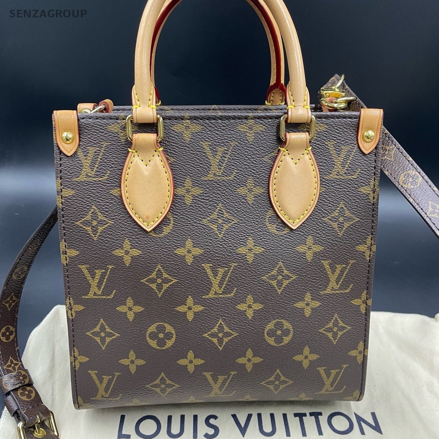 Louis Vuitton Sac Plat BB Monogram Canvas Top Handle Crossbody Women Classic