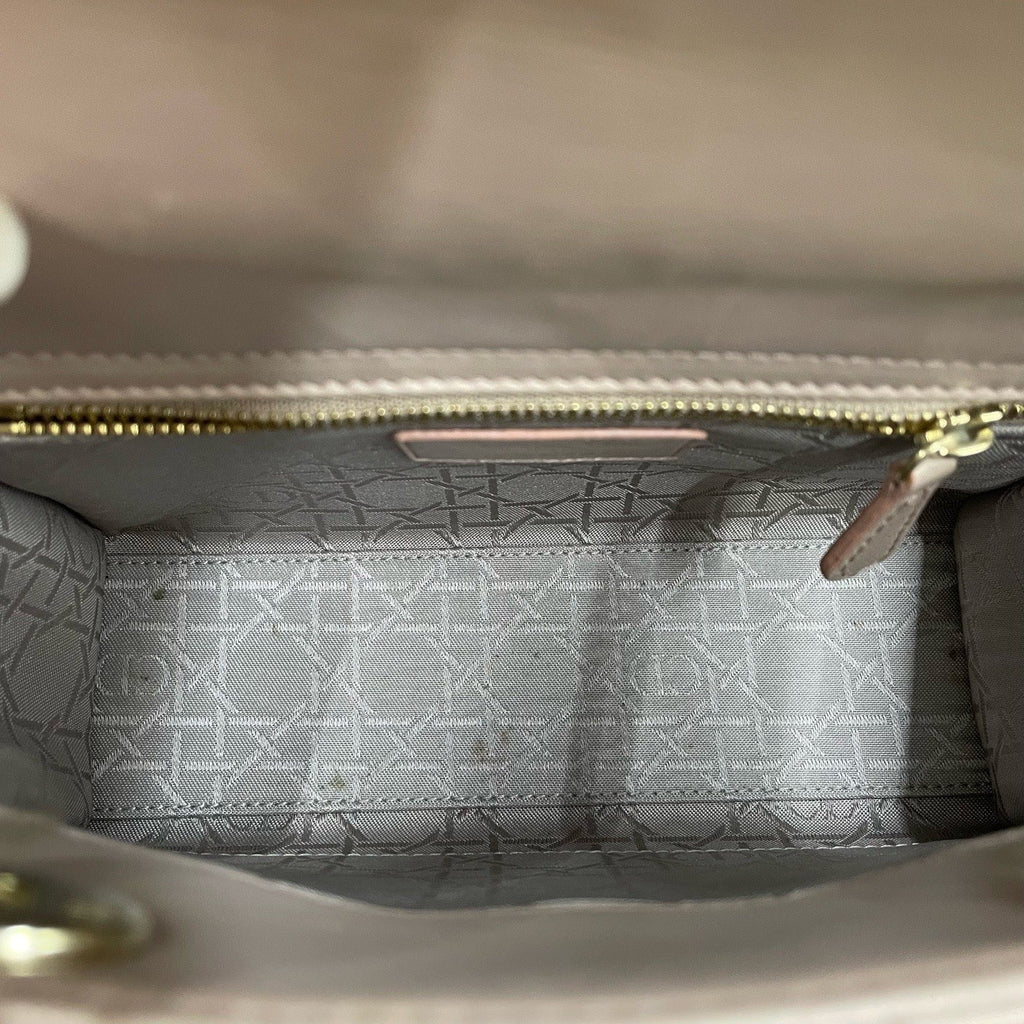 Christian Dior Lady Dior Cannage Top Handle Crossbody Pink Gold Women Classic