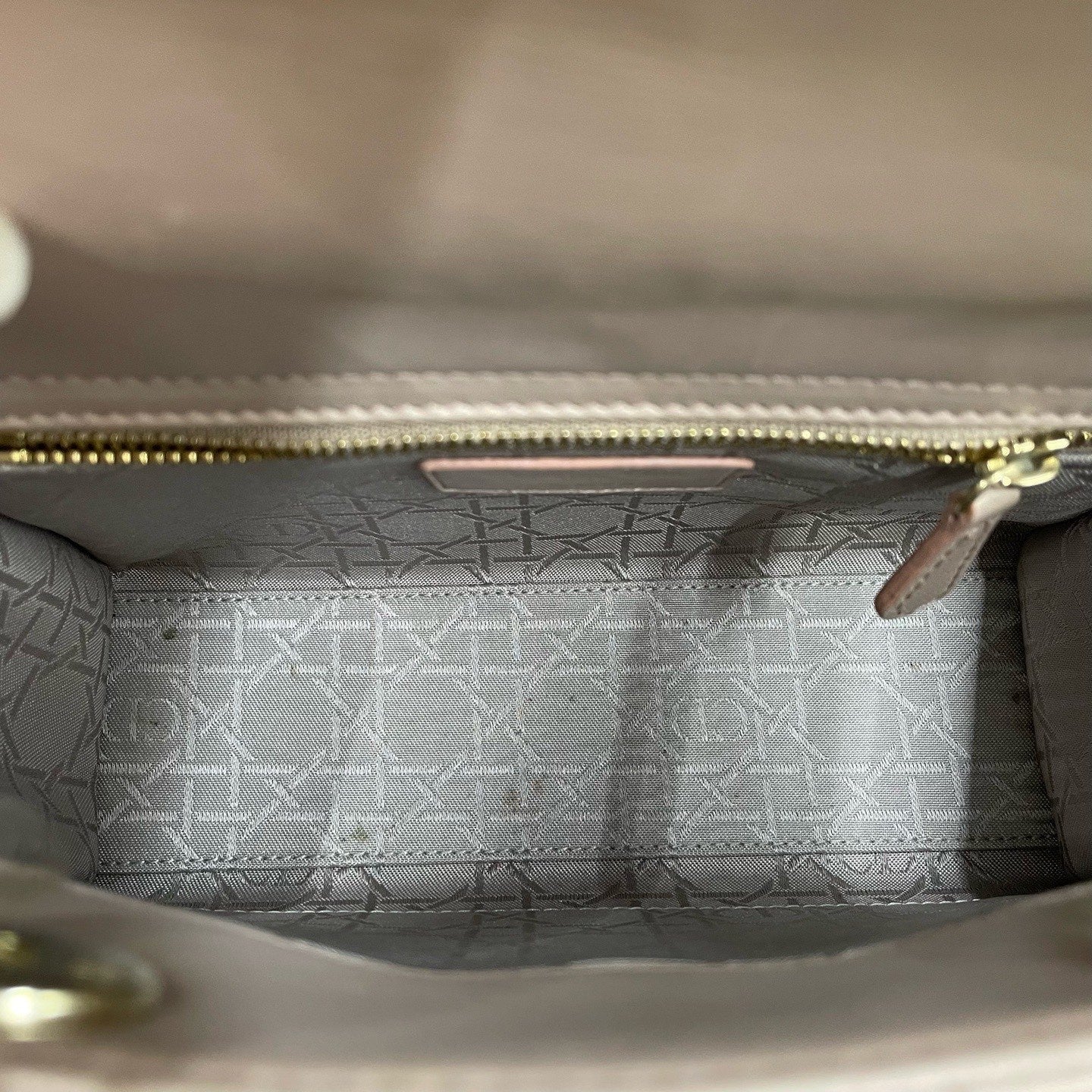 Christian Dior Lady Dior Cannage Top Handle Crossbody Pink Gold Women Classic