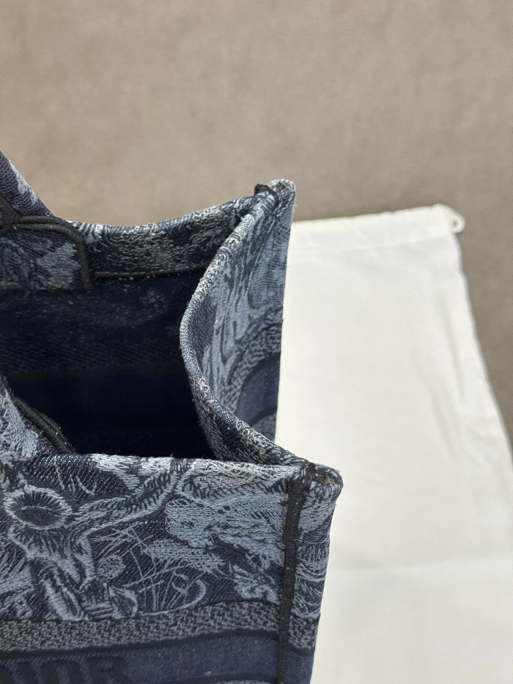 Dior Canvas Embroidered Printed Medium Tote Handbag For Women