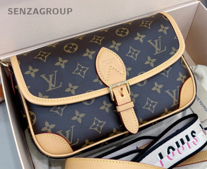 Louis Vuitton Diane Monogram Shoulder Bag Crossbody Brown Gold Women Classic
