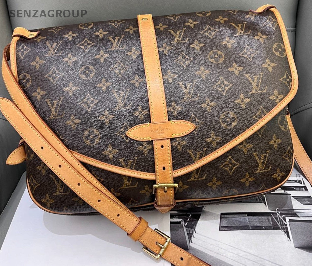 Louis Vuitton Saumur MM Monogram Shoulder Crossbody Bag Brown Women