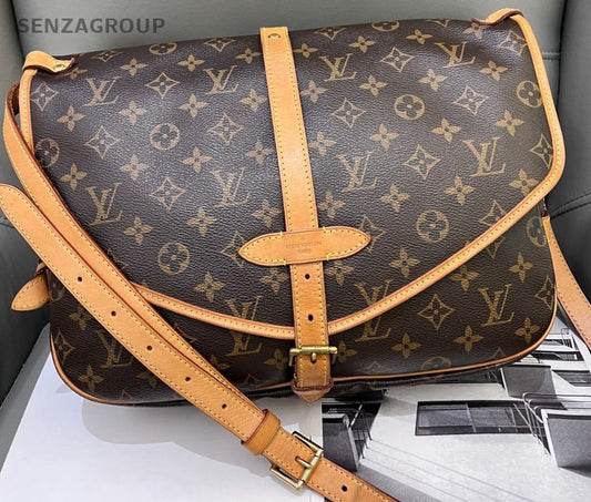 Louis Vuitton Saumur MM Monogram Shoulder Crossbody Bag Brown Women