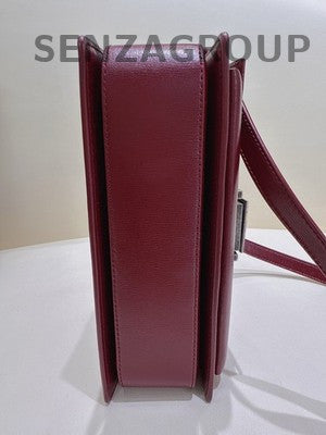 YSL Saint Laurent Bellechasse Red Silver Vintage Shoulder Bag Women Classic