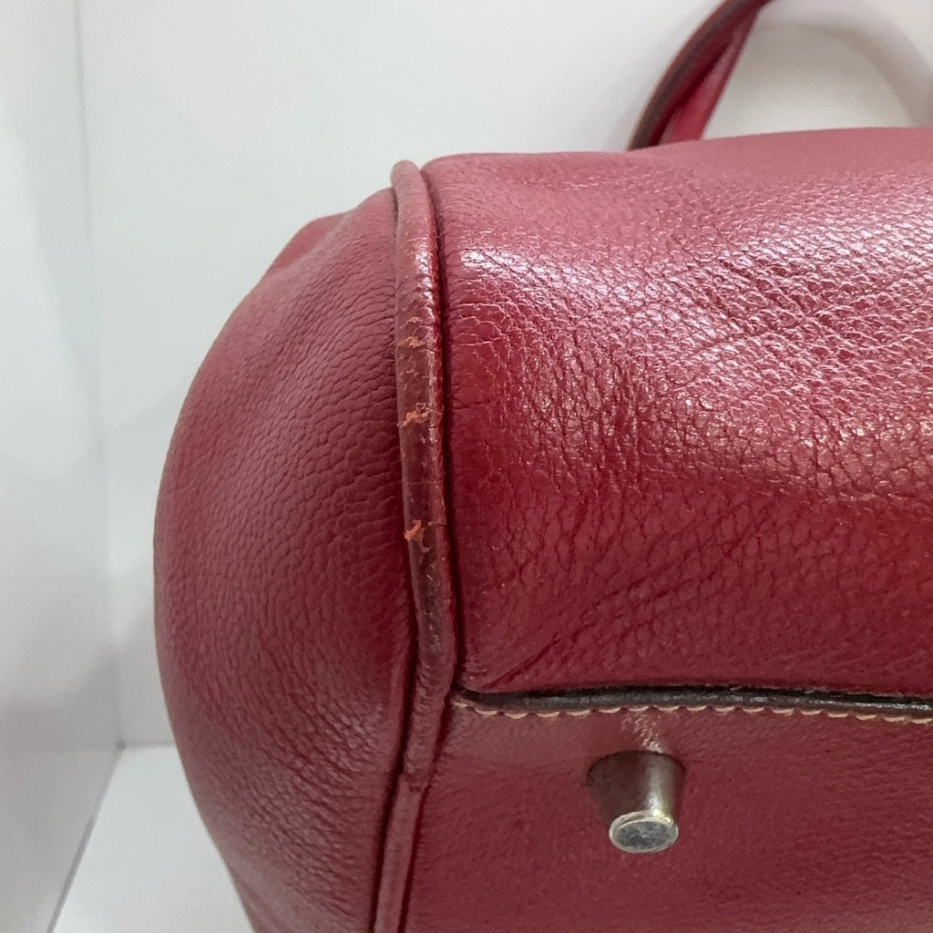 PRADA Red Full Leather Doctor Top Handle Handbag For Women