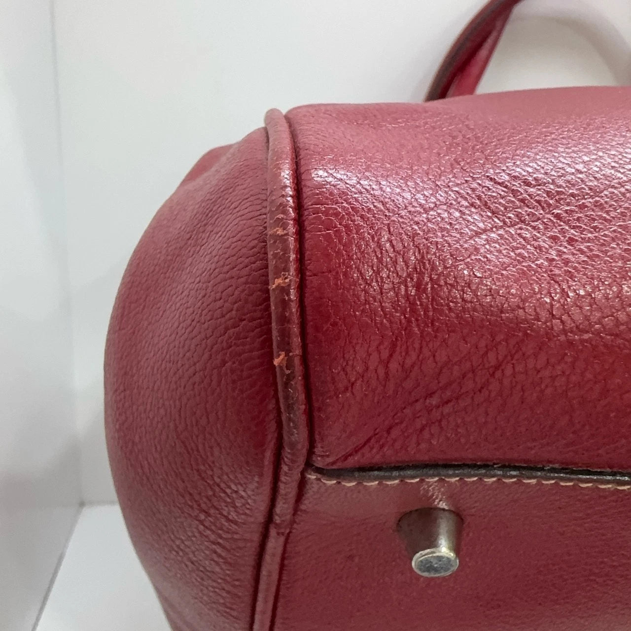 PRADA Red Full Leather Doctor Top Handle Handbag For Women