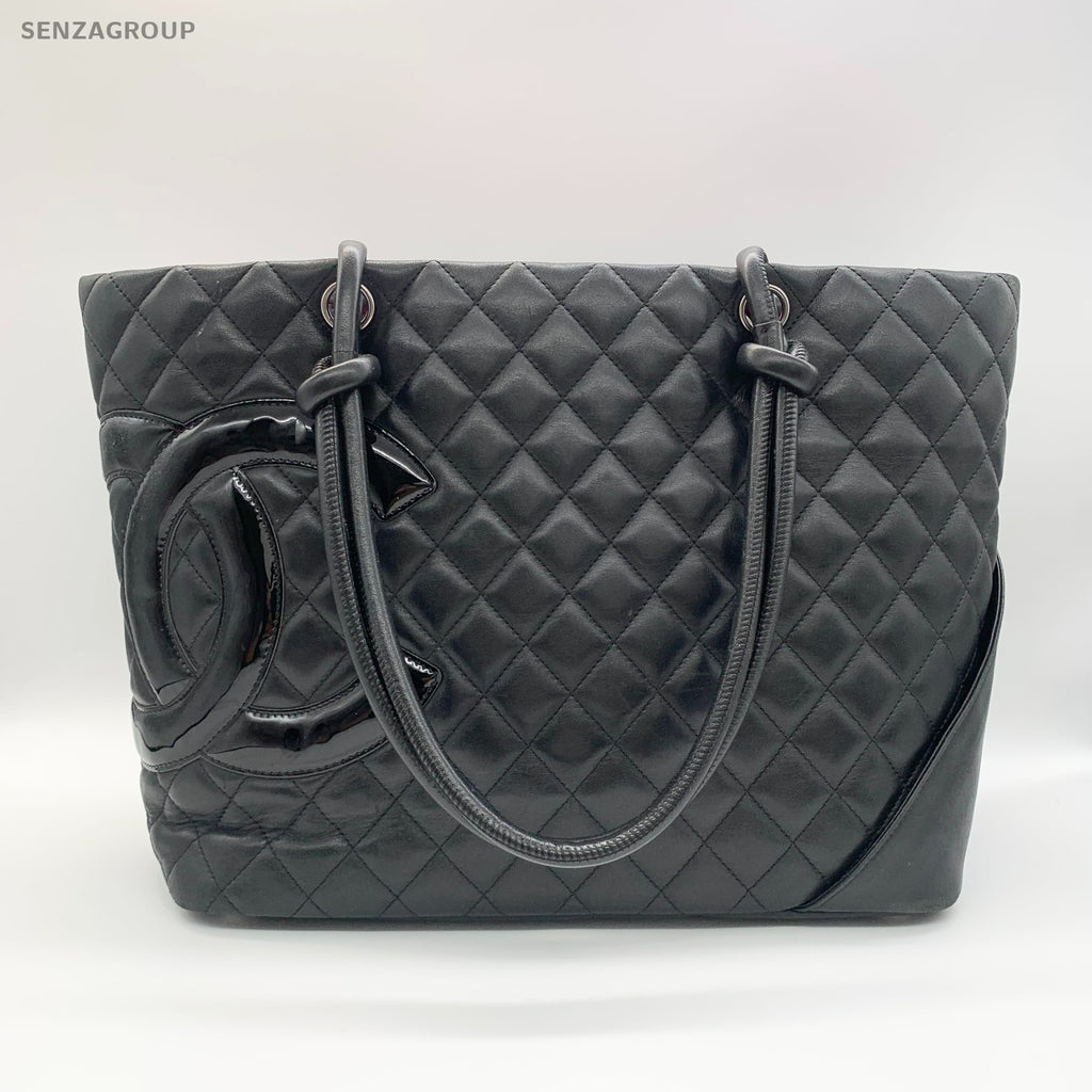 CHANEL Combom Tote Diamond Pattern Clafskin Shoulder bag Black Women