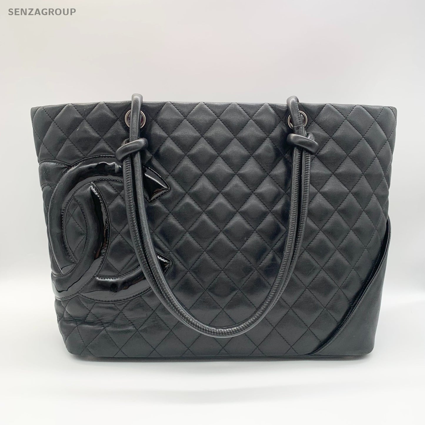 CHANEL Combom Tote Diamond Pattern Clafskin Shoulder bag Black Women