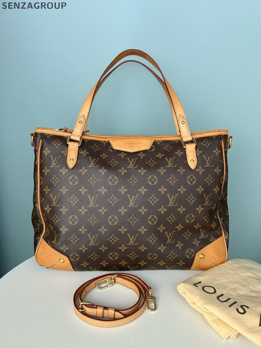 Louis Vuitton Monogram Tote Top Handle Crossbody Brown Gold Women Classic