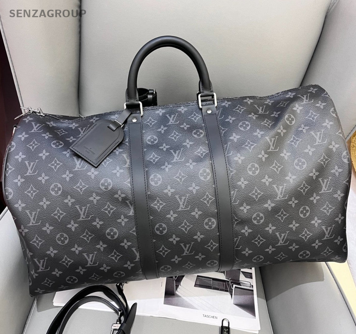 Louis Vuitton Keepall Monogram Top Handle Bag Crossbody Black Unisex Adults