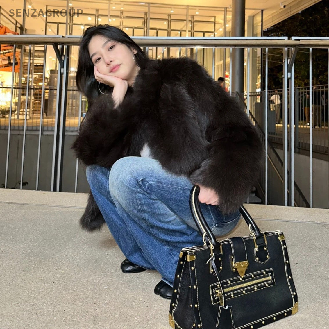 Louis Vuitton Suhali tote Top Handle Black Gold Lamskin Blck Gold Women