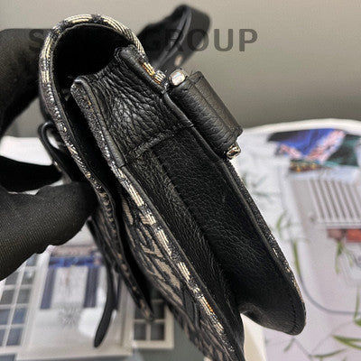 Dior Saddle Bag Black Oblique Silver Hardware Unisex Classic