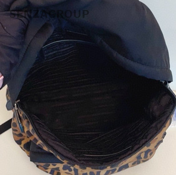 PRADA Backpack Leopard print parachute Leopard print small Shoulder bag Black