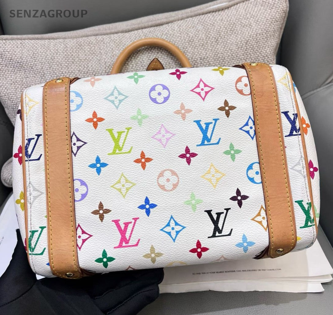 Louis Vuitton Monogram White Multicolor Top Handle Bag Women Classic Fashion