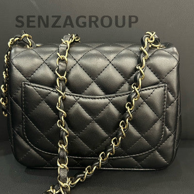 Chanel Classic Flap Quilted Chain Shoulder Crossbody Bag Black Gold