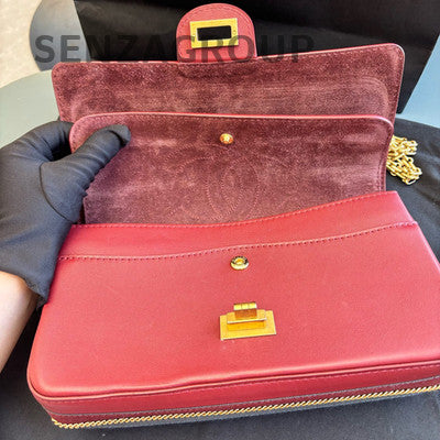 Chanel 2.55 Gold Coin Red Gold Clasp Chain Shoulder Bag