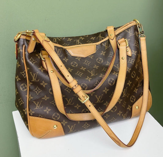 Louis Vuitton Monogram Tote Shoulder Bag Brown Gold Used Women Classic