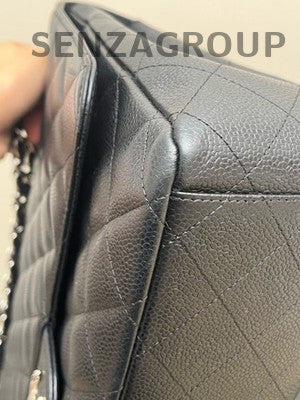 Chanel Classic Flap Black Silver GM Leather Chain Shoulder Bag