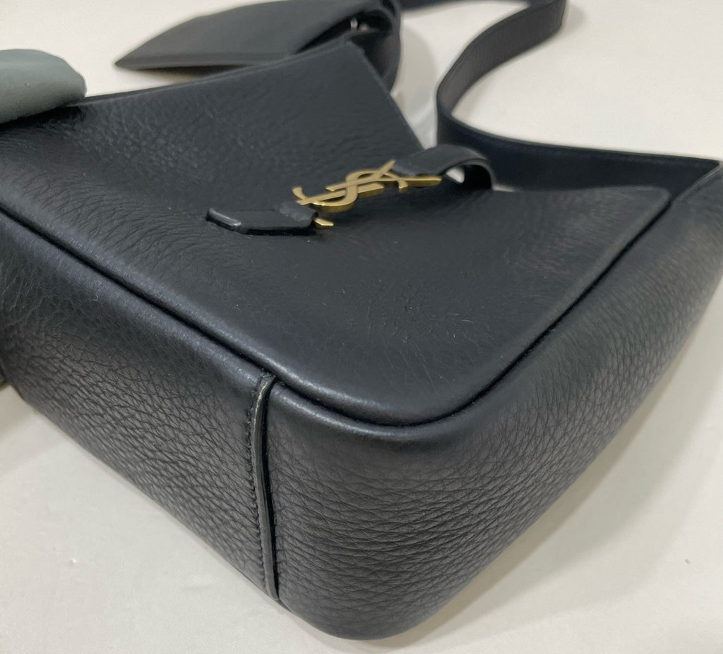 Saint Laurent Hobo Mini Shoulder Bag Black Gold Women Classic