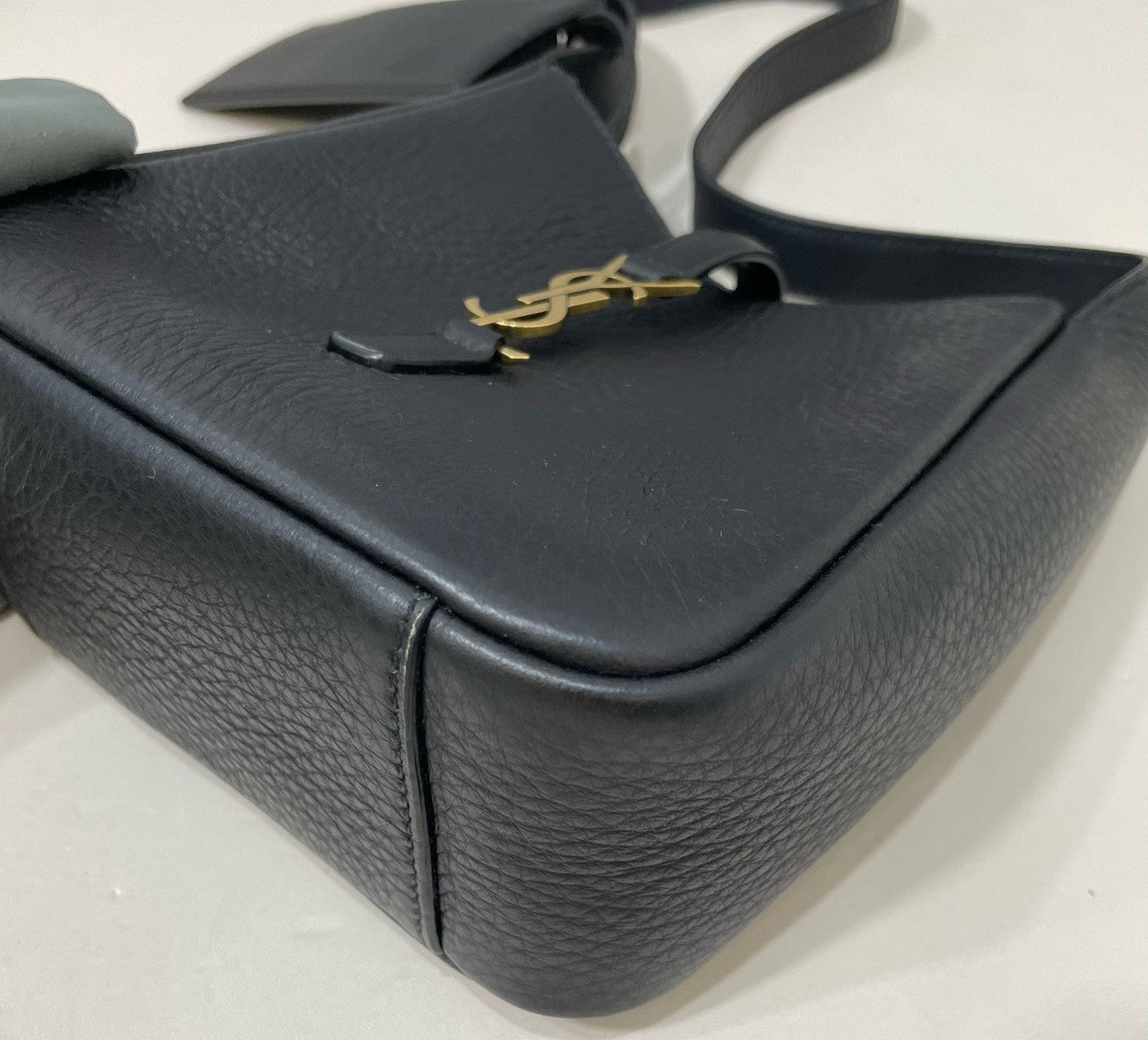 Saint Laurent Hobo Mini Shoulder Bag Black Gold Women Classic
