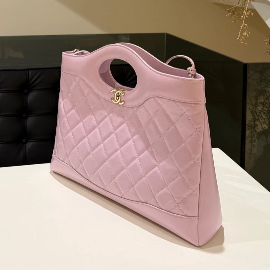 Chanel 31bag Diamond Chain Top Handle Crossbody Pink Gold Women