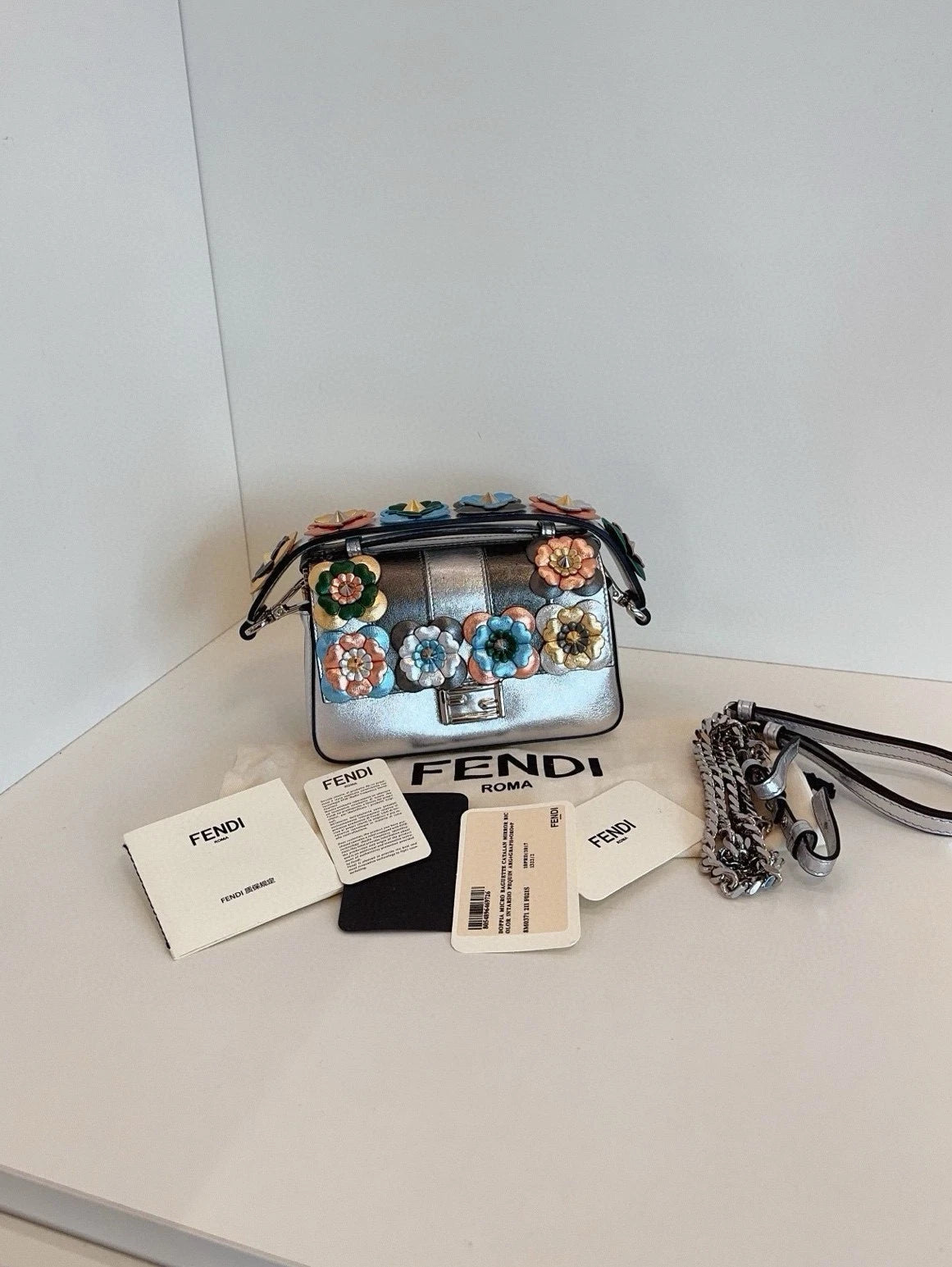 Fendi Reversible Floral Baguette Shoulder Bag For Women