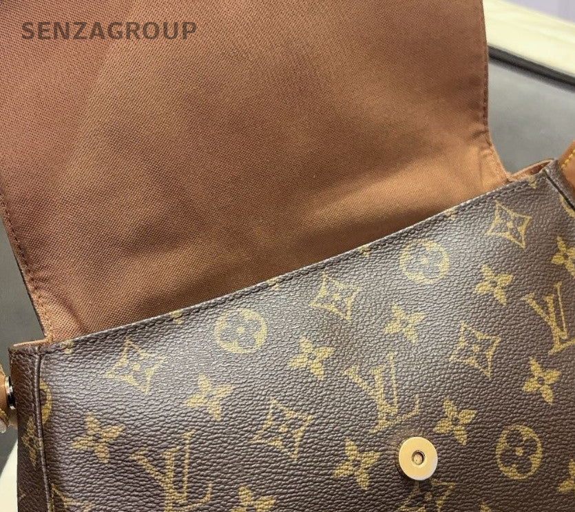 Louis Vuitton looping Monogram PM Top Handle Bag Brown Orange Women Classic