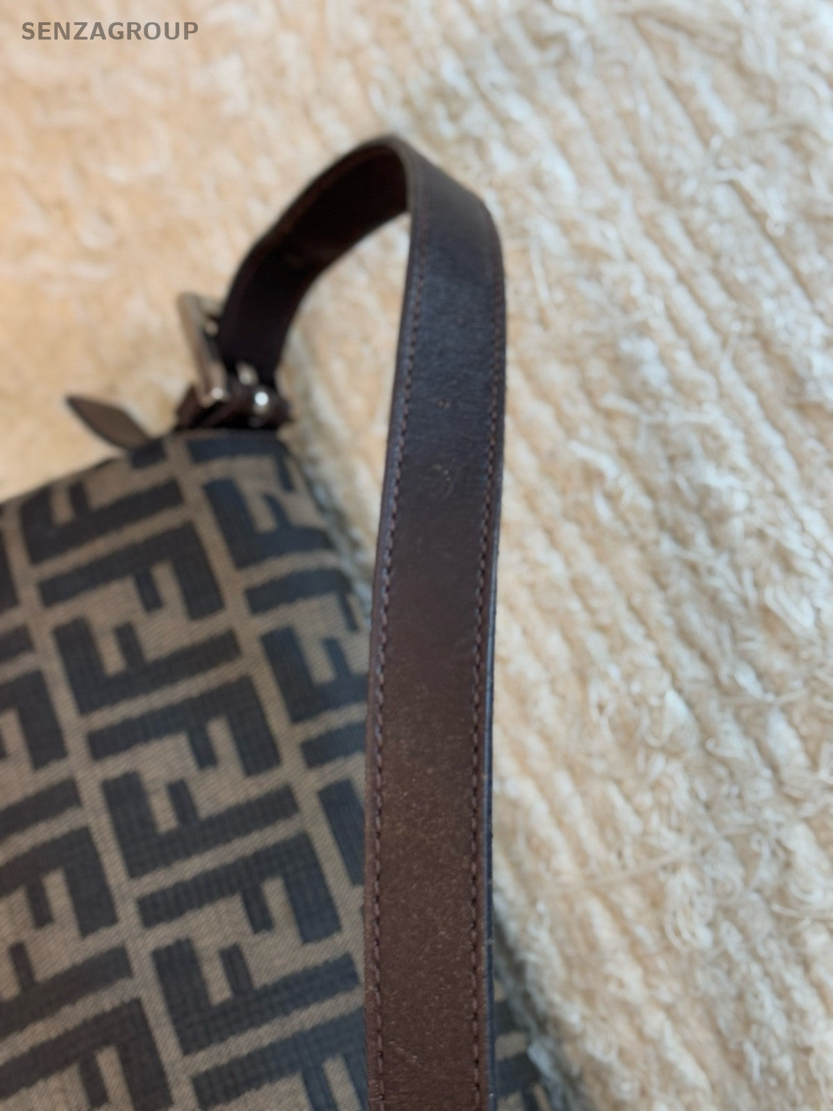 FENDI FF Vintage Monogram Shoulder bag Brown Classic Women